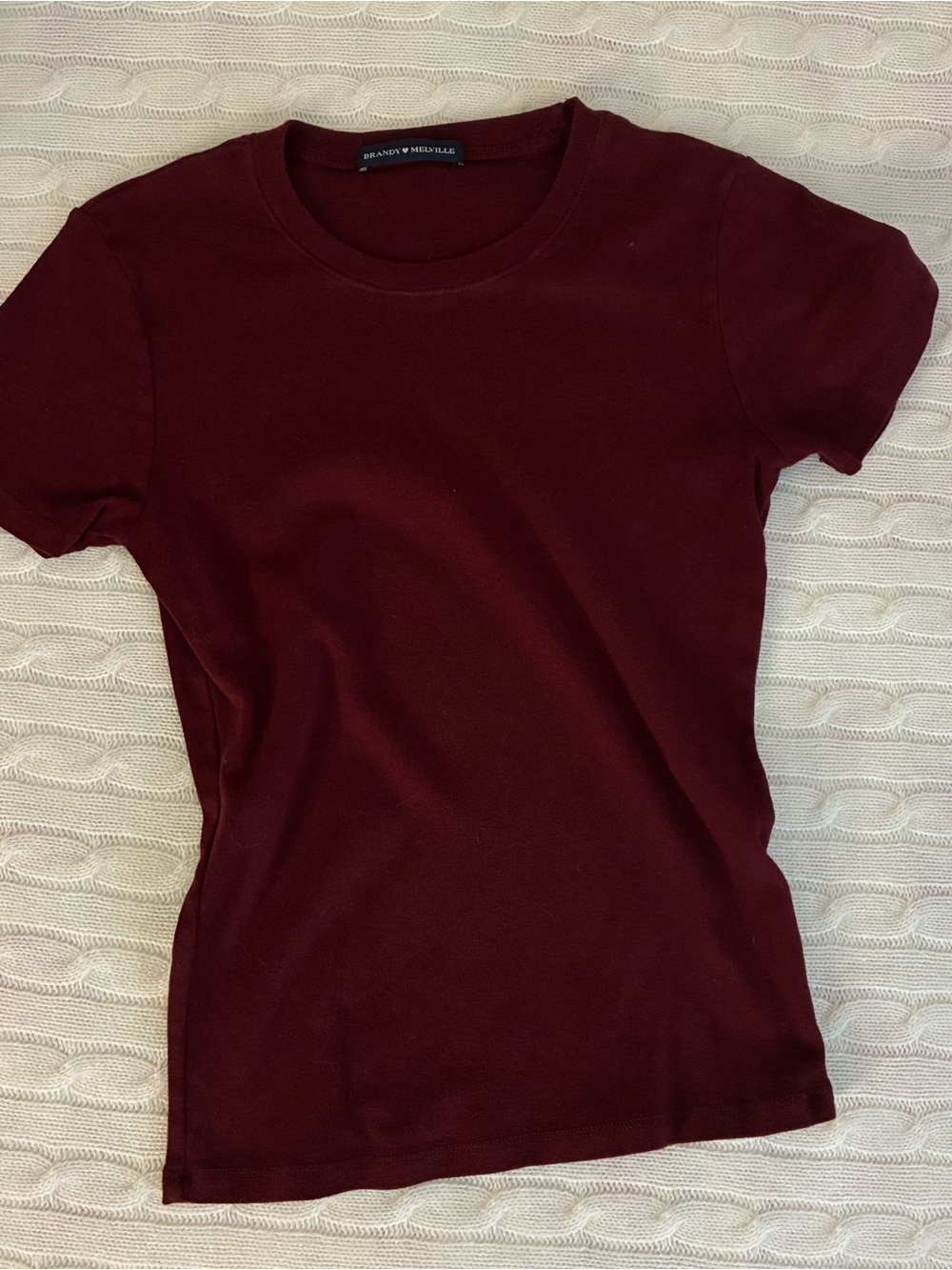 Brandy Melville Burgundy Short Sleeve Crew Tee